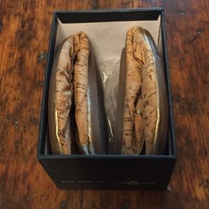 NIB Sz 10 Yosi Samra ballet flats cork & gold